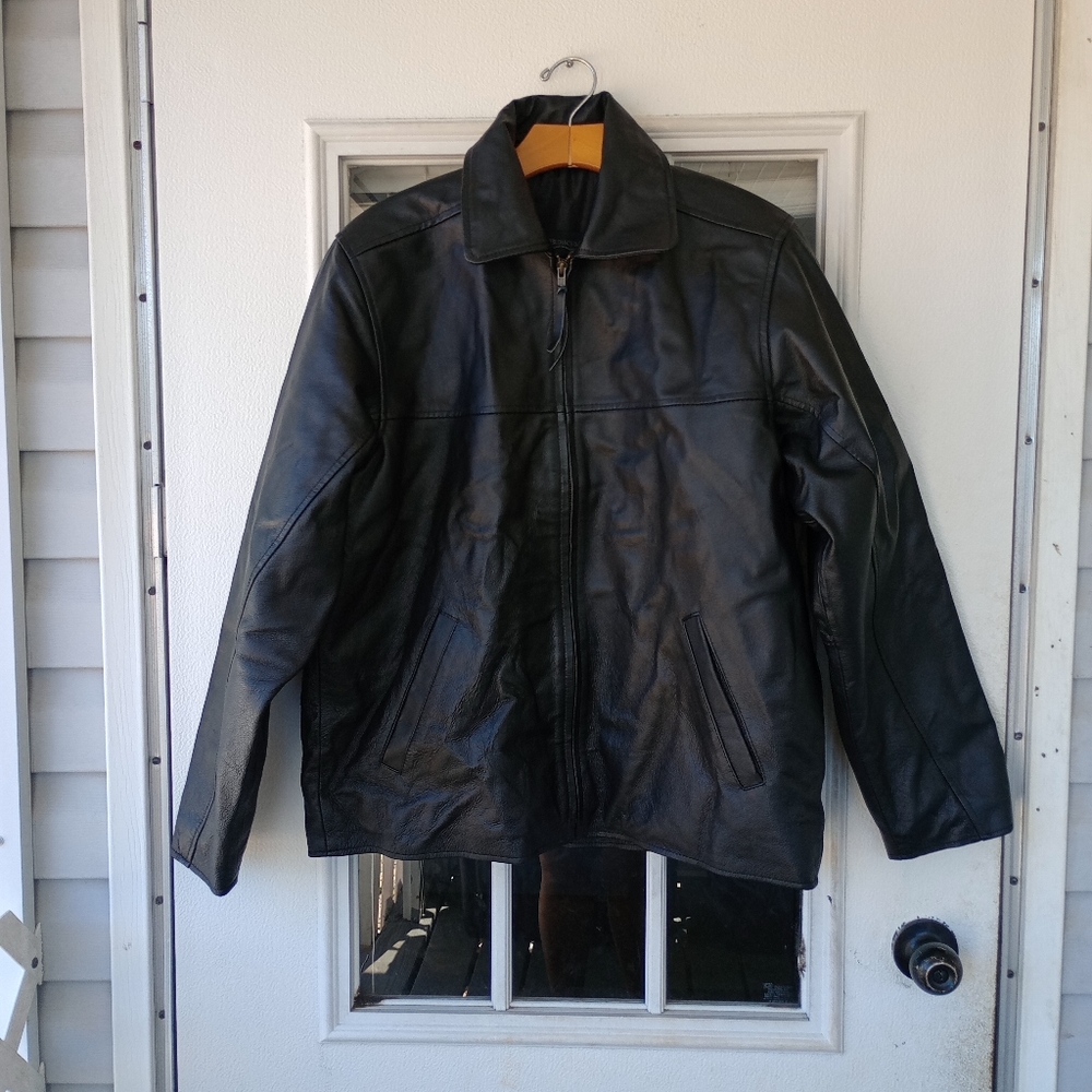 Burk's Bay Men's Black Leather Jacket Size Medium
